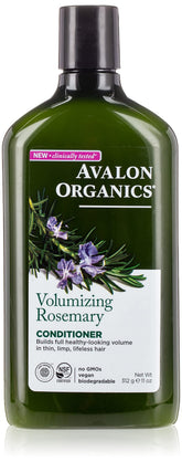 Avalon Organics volumizing conditioner rosemary bottle showing product styling for fuller hair