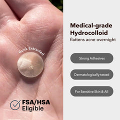 AVARELLE hydrocolloid patch with tea tree shown on skin for gentle blemish cleansing and care.