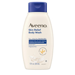 Aveeno Skin Relief, textura del complejo triple de avena para cuidado diario.