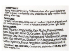 Aveeno Creamy Oil ingredients blend supports nourished skin.