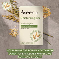 Aveeno face bar fragrance-free close-up highlighting a fragrance-free formula for sensitive skin.