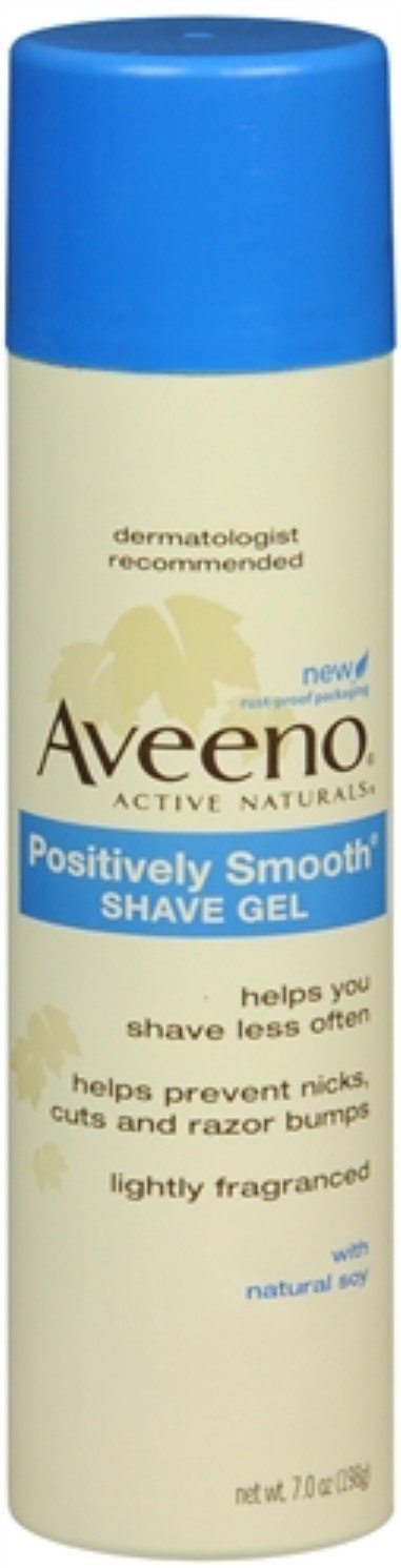 Aveeno Positively Smooth Shave Gel bottle; moisturizing, soothing shave