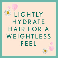 Aveeno Rosewater Chamomile shampoo pour-dispense demonstrates soothing aroma for daily use.