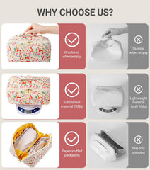 Aveniee travel makeup bag brush pouch sticks to base for tidy brushes.