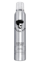 Avenue Man Super Hold hairspray bottle front keeps your style locked with fast-drying precision