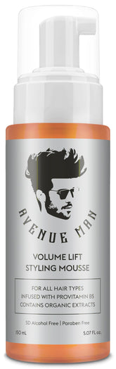 Avenue Man Volume Lift Mousse bottle pour shows easy, precise application for instant root lift