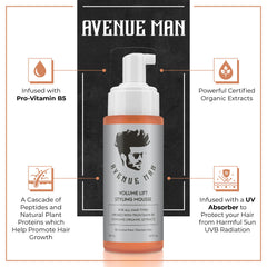 Avenue Man Volume Lift Mousse creamy foam texture ready for styling without crunch