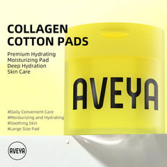 AVEYA Collagen Skin Moisturizing Pads sealed jar close-up showing hygienic on-the-go care.