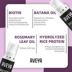 Hydrolyzed rice protein supports strength in AVEYA Hair Growth Spray.