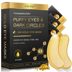AVJONE 24K gold under eye patches closeup for radiant hydration.