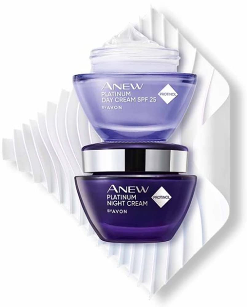AVON Anew Platinum Day Cream close-up showing silky texture and instant hydration.