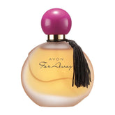 AVON Far Away bottle front view evokes evening elegance and travel-ready allure.