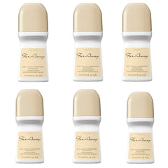 AVON Far Away roll-on deodorant six-pack packshot highlighting long-lasting freshness
