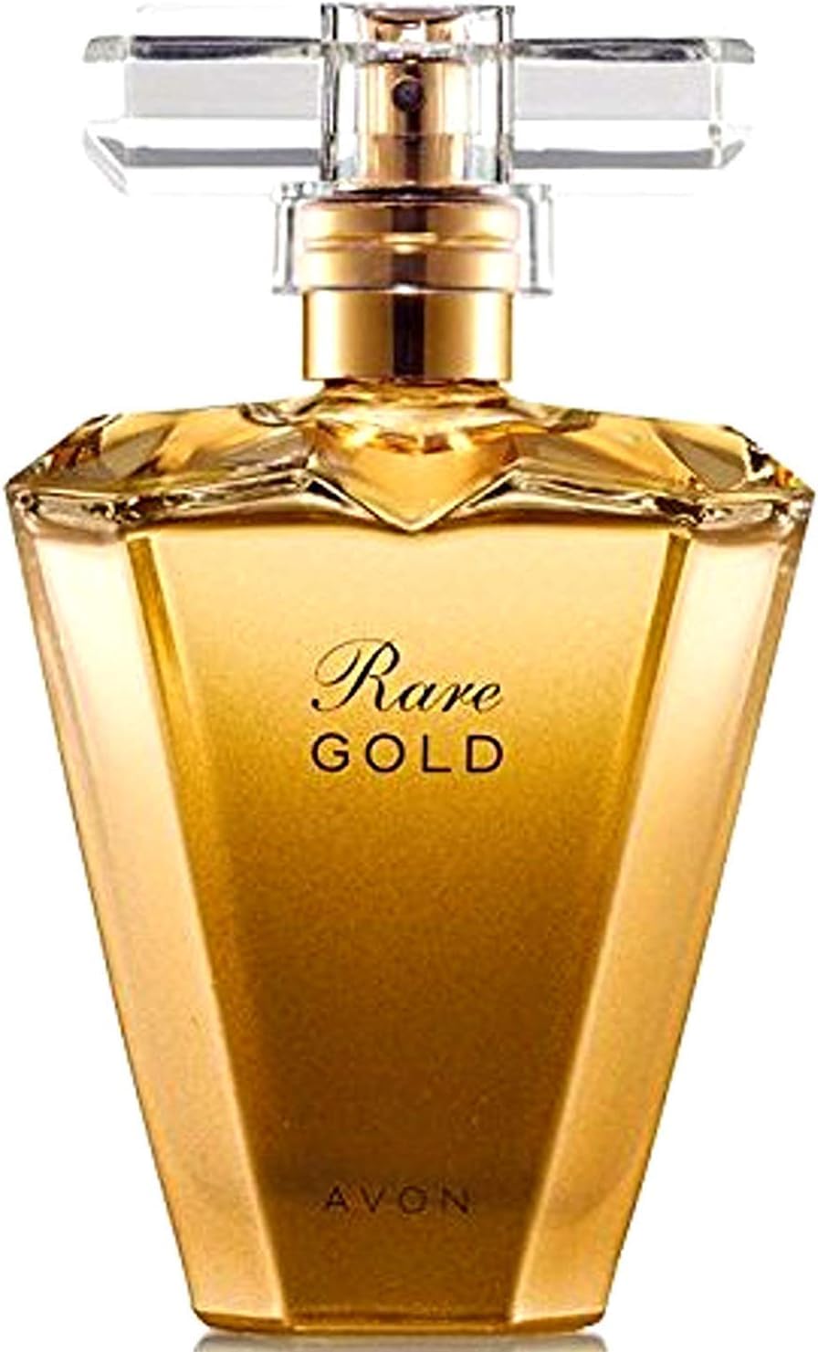 AVON Rare Gold bottle shot highlighting luxurious scent for daily elegance.