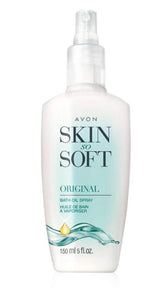 Avon Skin So Soft original bath oil spray pump bottle for moisturized, soft skin.