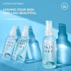 AVON Skin So Soft Original Dry Oil Spray close-up showing texture and lightweight, non-greasy finish.