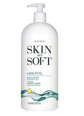 AVON Skin So Soft Original Lotion 1L bottle offering all-day moisture and soft skin.