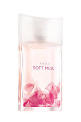 AVON Soft Musk bottle close-up highlights rosy notes for everyday wear.
