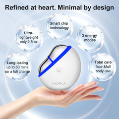 Avorla LED Gua Sha Tool red and blue LED light therapy enhances brightness and firmness.
