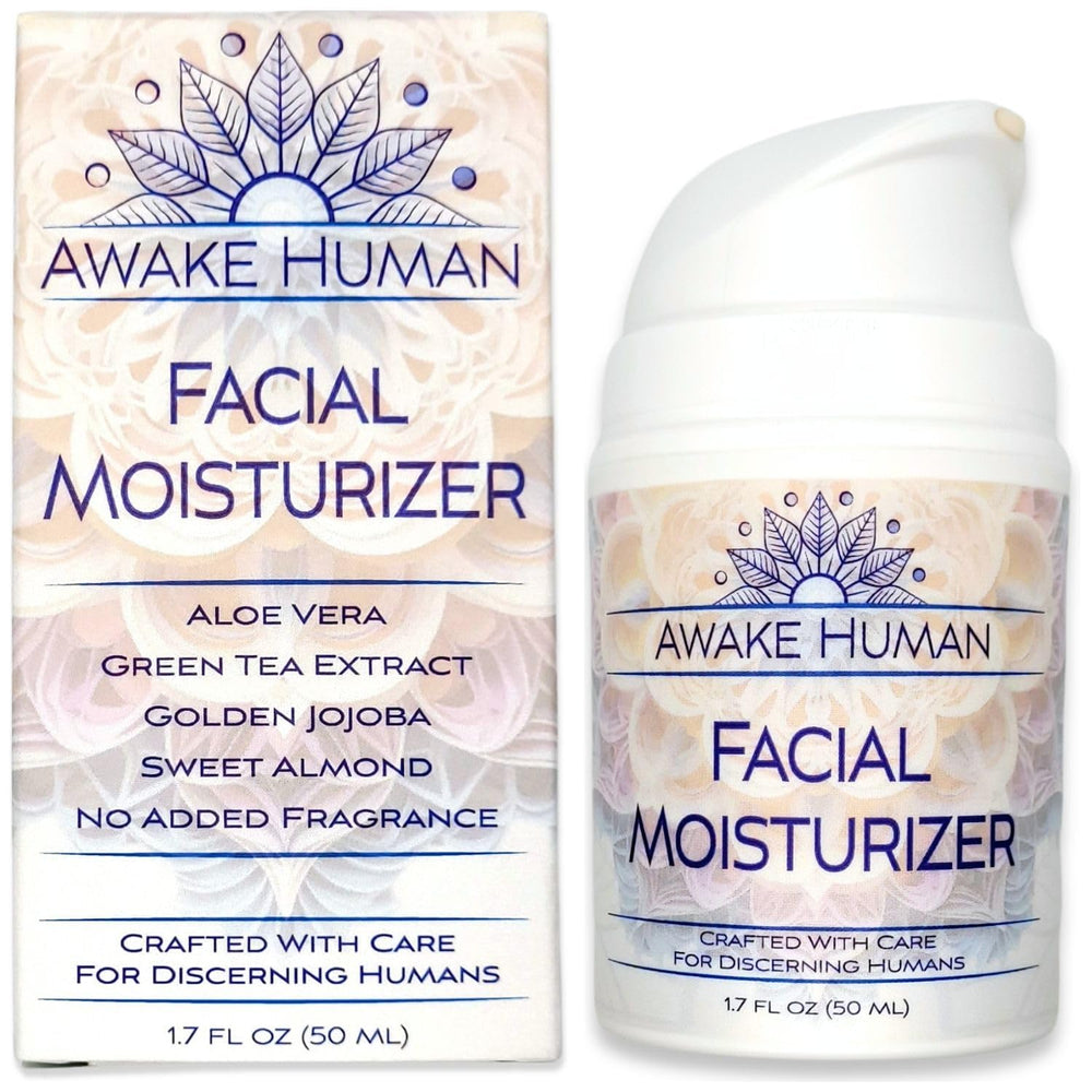 Awake Human natural face moisturizer jar closeup showing rich hydration for dry skin