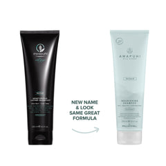 Awapuhi Wild Ginger Nourishing Shampoo bottle back view—KeraTriplex protein technology.