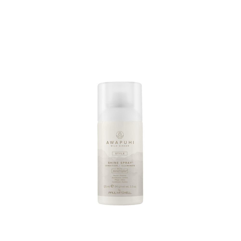 Awapuhi Wild Ginger Shine Spray bottle provides lightweight gloss.