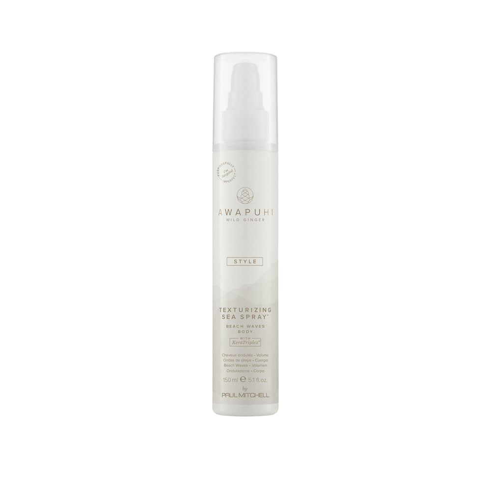 Awapuhi Wild Ginger Texturizing Sea Spray bottle for beachy waves and texture.