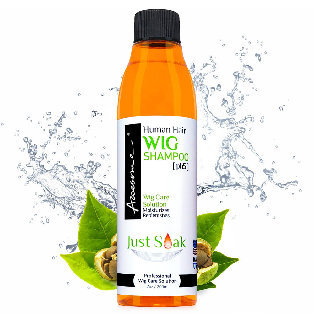 Awesome Human Hair Wig Shampoo bottle framed for easy daily cleansing and added shine.