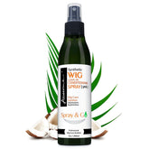 Awesome wig care spray bottle pour demonstrates easy dispensing for quick detangling.