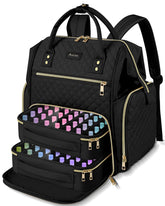 Awlcaw large nail polish organizer bag backpack open, organized storage for travel.
