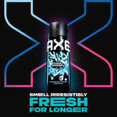 AXE Cool Ocean body spray mist in action provides long lasting freshness.