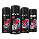 AXE Essence black pepper coconut bottle-front shows long-lasting odor protection in action.