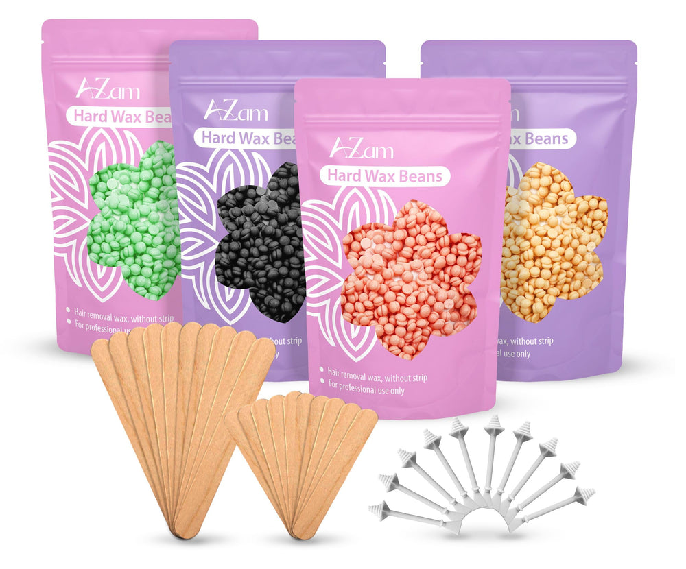 AZam hard wax beads pack front for convenient full-body waxing at home.