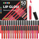 AZEN 50-pack lip gloss bulk set packaged for retail display and easy shopping