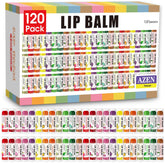 AZEN lip balm 120-pack bulk display showing assorted flavors for daily moisture