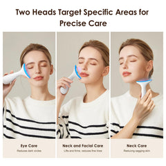 AZMAVO facial-neck massager applying serum with gentle lift emphasis
