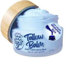 AzulBotanicals Methylene Blue Infused Tallow Balm jar shows rich texture for deep hydration