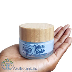 AzulBotanicals Methylene Blue Infused Tallow Balm packaging highlights small-batch, fragrance-free organic skincare