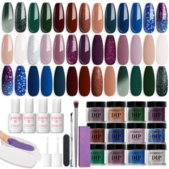 AZUREBEAUTY 31-pcs dip nails kit colors array for salon-grade nails at home