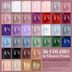 AZUREBEAUTY 36-colors swatches, expansive color range for seasonal nail art.