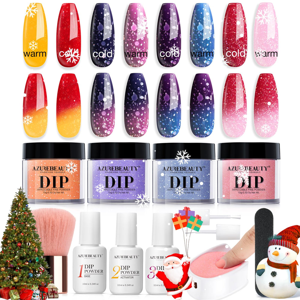 AZUREBEAUTY color-changing dip powder kit packaging showing beginner-friendly starter set