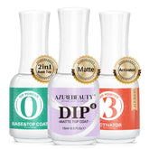 AzureBeauty dip liquid set base top coat bottle for lasting color protection