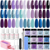 AZUREBEAUTY Dip Powder color palette with 20 shades for versatile nail designs.