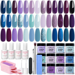 AZUREBEAUTY Dip Powder color palette with 20 shades for versatile nail designs.