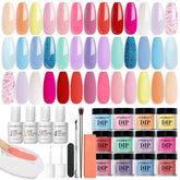 AZUREBEAUTY dip powder kit collection shows pastel shades for salon-quality nails at home.