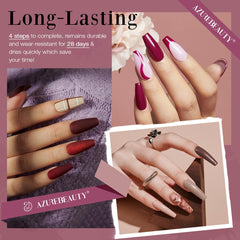 AZUREBEAUTY dip powder kit top coat delivers glossy, lasting shine.