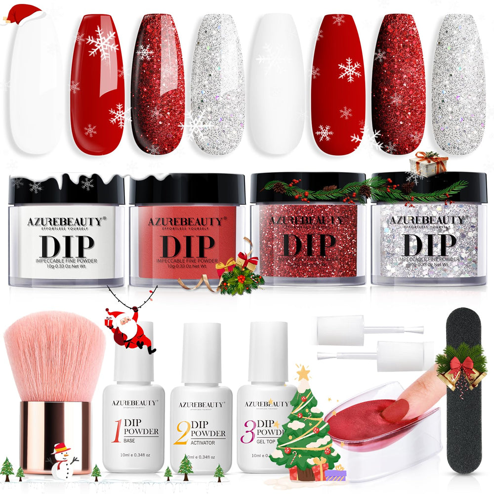 AZUREBEAUTY dip powder nail kit box shows complete at-home manicure set for salon results