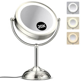 B Beauty Planet 20x magnifying mirror with LEDs for precise detailing and makeup accuracy.