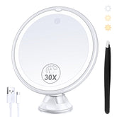 B Beauty Planet lighted makeup mirror front view showing 30x precision for flawless makeup checks
