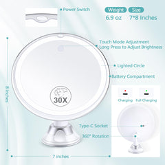 B Beauty Planet lighted makeup mirror side angle demonstrating 360 swivel for versatile angles